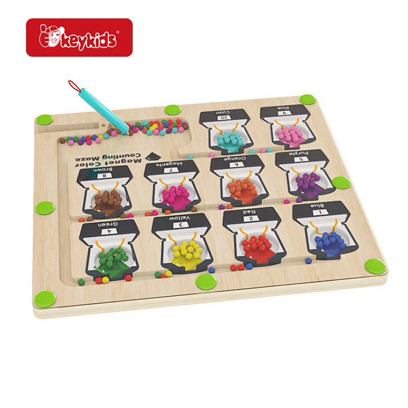 Magnetic Color and Number Maze Wooden Montessori Fine Motor Toys for 3+ Year Old W11H116